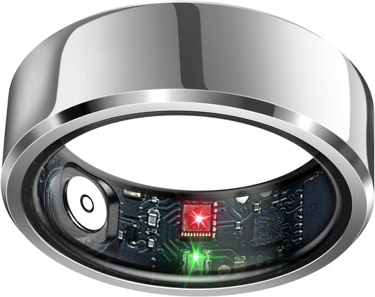 Sleep Tracker Ring with Heart Rate, Waterproof Fitness Ring for Activity Monitoring/Steps/Distance/Calories, Air Gestures, up to 7-Day Battery (Size 12)